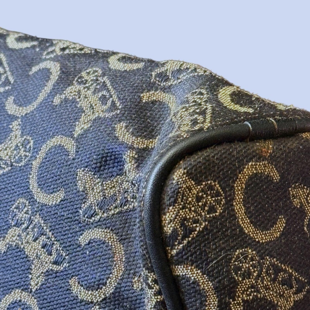 Celine Paris C Sulky Monogram Toiletry Clutch Pouch Navy Blue Jacquard Leather - Picture 11 of 12